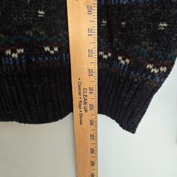 Vintage Claybrooke Cardigan Wool Fair Isle Ugly Sweater Size M Black Grandpacore - Picture 12 of 13